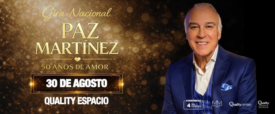 Paz Martínez en Córdoba: Show en Quality Espacio el 30 de agosto